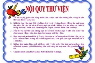 Nội quy Thư viện Trường Tiểu học Đức Lý xã Nam Xang tỉnh Ninh Bình năm học 2025-2026